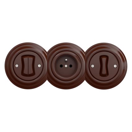 Kliklap - Retro rammeløs stikkontakt til hjemmet SCHUKO 230V/16A brun