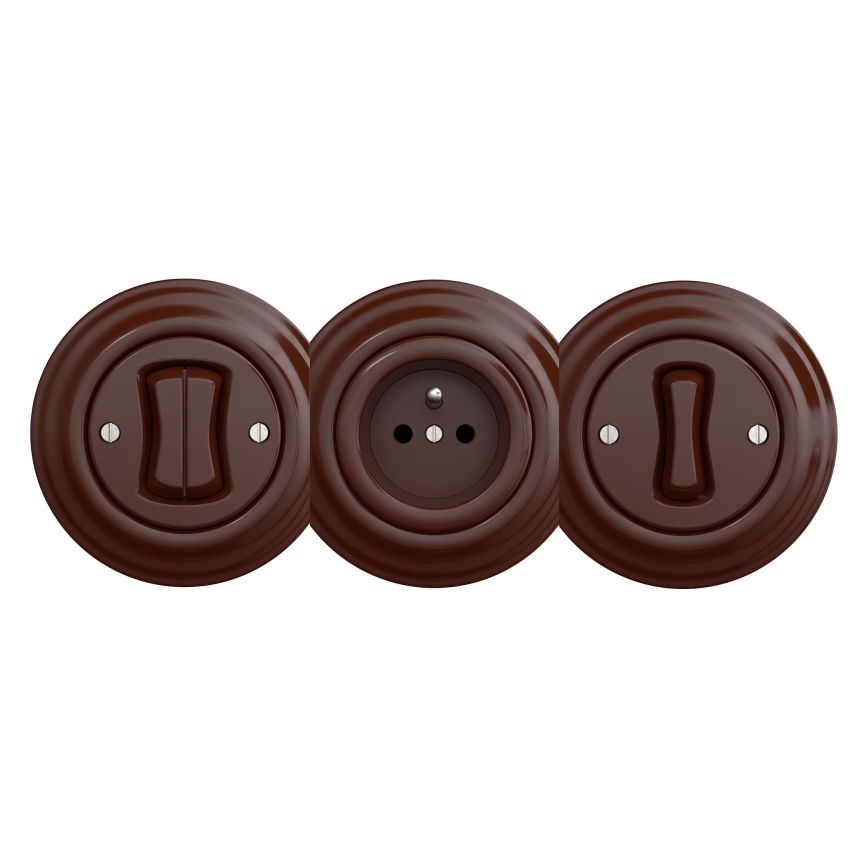 Kliklap - Retro rammeløs stikkontakt til hjemmet SCHUKO 230V/16A brun