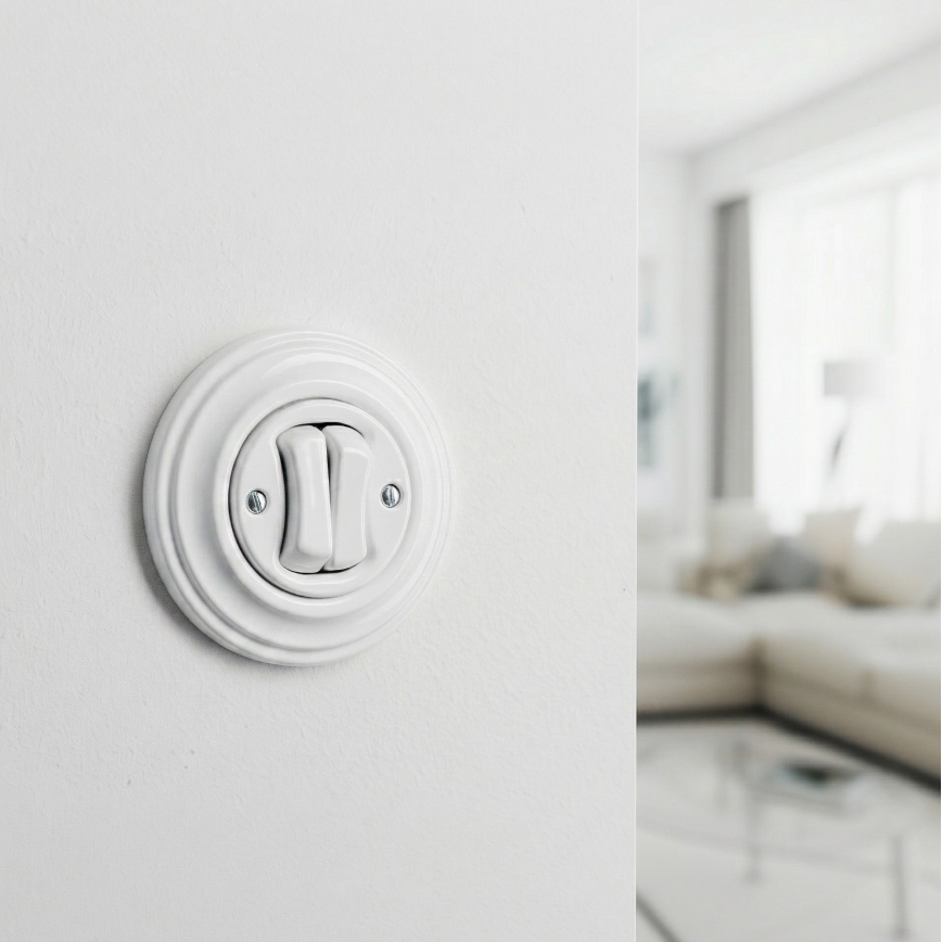 Kliklap - Retro serieafbryder med ramme nr. 5, snehvid