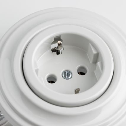 Kliklap - Retro stikkontakt til bolig med ramme SCHUKO 230V/16A snehvid
