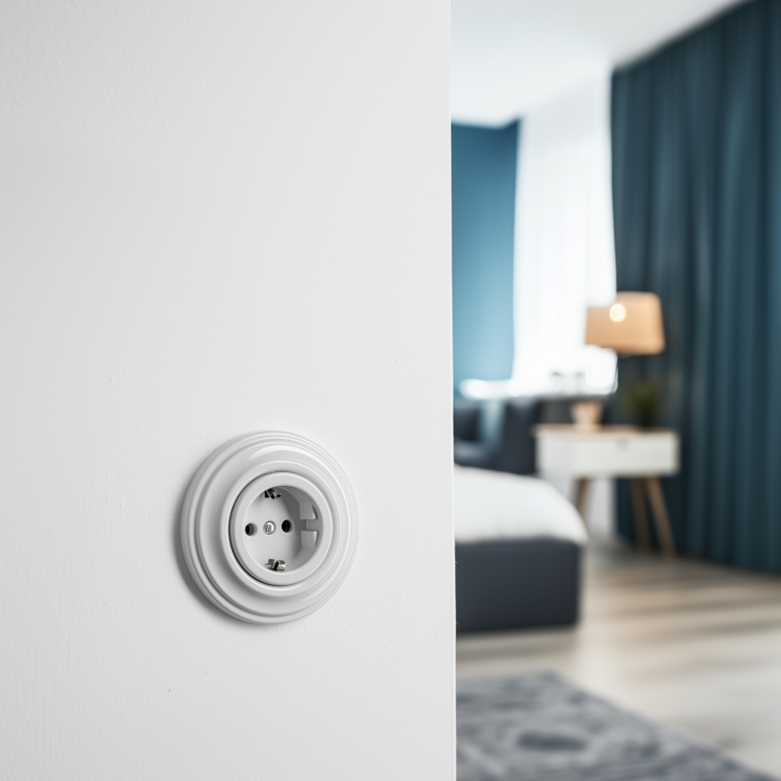 Kliklap - Retro stikkontakt til bolig med ramme SCHUKO 230V/16A snehvid