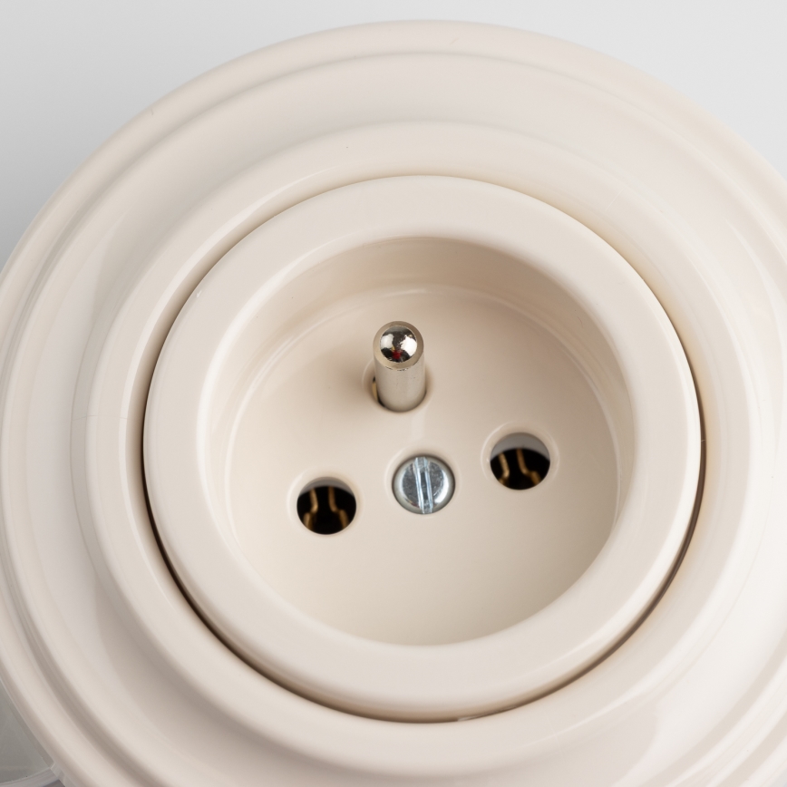 Kliklap - Retro stikkontakt til hjemmet med ramme, 230 V, beige