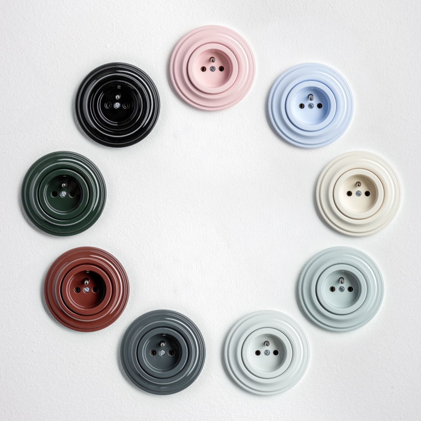 Kliklap - Retro stikkontakt til hjemmet med ramme, 230 V, beige