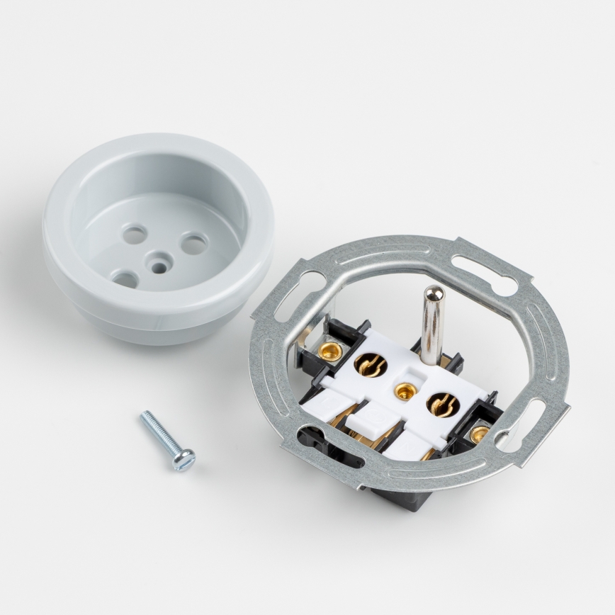 Kliklap - Retro stikkontakt til hjemmet med ramme 230V grå