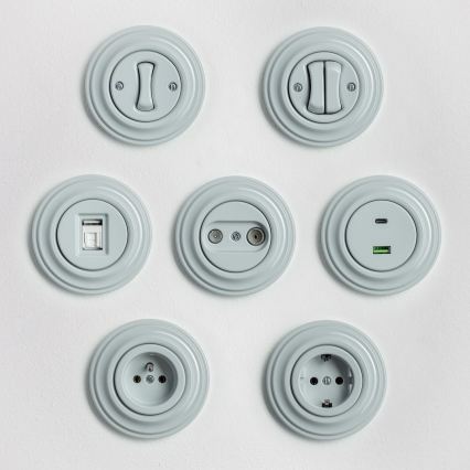 Kliklap - Retro stikkontakt til hjemmet med ramme 230V grå