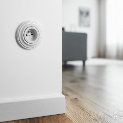 Kliklap - Retro stikkontakt til hjemmet med ramme 230V snehvid