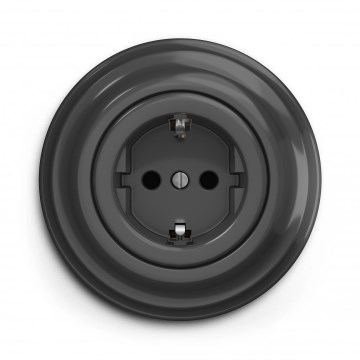 Kliklap - Retro stikkontakt til hjemmet med ramme SCHUKO 230V/16A antracit