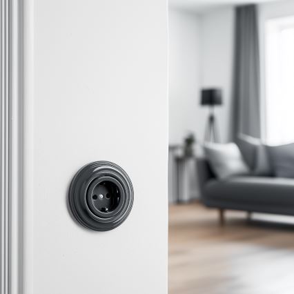 Kliklap - Retro stikkontakt til hjemmet med ramme SCHUKO 230V/16A, antracit