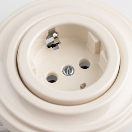 Kliklap - Retro stikkontakt til hjemmet med ramme SCHUKO 230V/16A beige