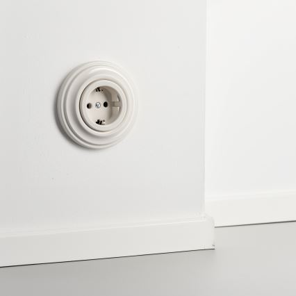 Kliklap - Retro stikkontakt til hjemmet med ramme SCHUKO 230V/16A beige