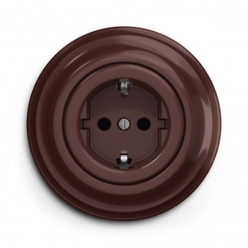 Kliklap - Retro stikkontakt til hjemmet med ramme SCHUKO 230V/16A, brun
