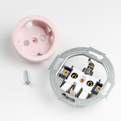 Kliklap - Retro stikkontakt til hjemmet med ramme SCHUKO 230V/16A gammelrosa
