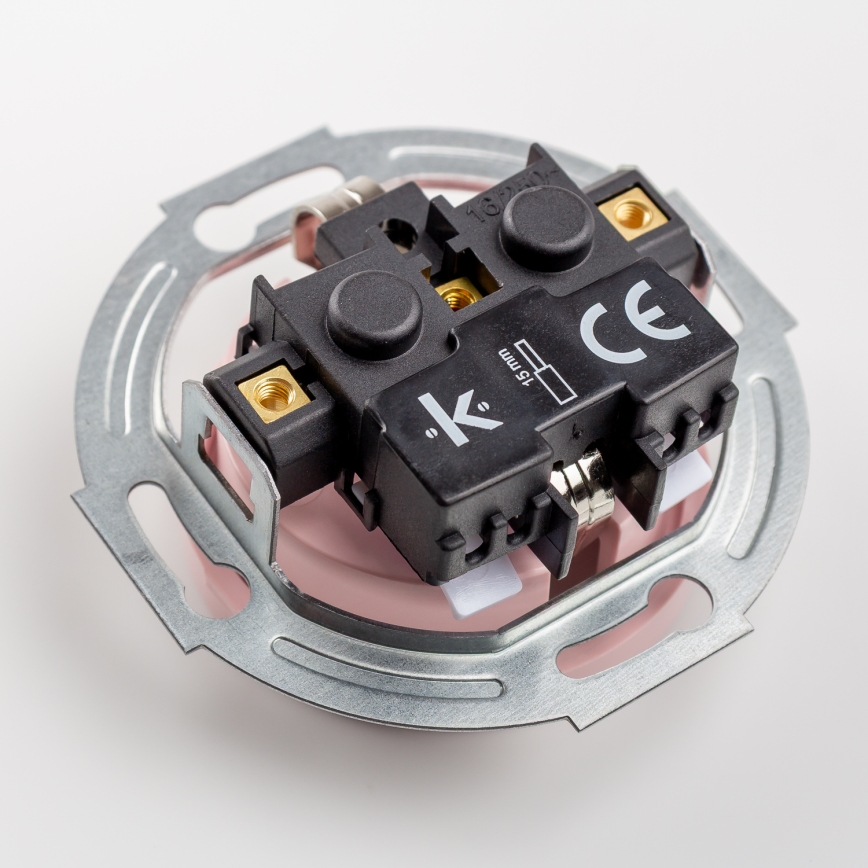 Kliklap - Retro stikkontakt til hjemmet med ramme SCHUKO 230V/16A gammelrosa