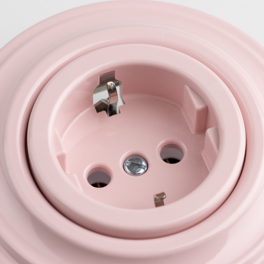 Kliklap - Retro stikkontakt til hjemmet med ramme SCHUKO 230V/16A gammelrosa