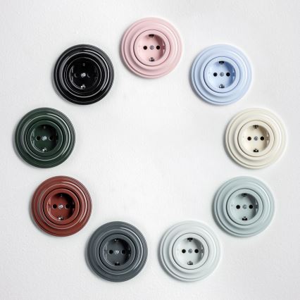 Kliklap - Retro stikkontakt til hjemmet med ramme SCHUKO 230V/16A gammelrosa