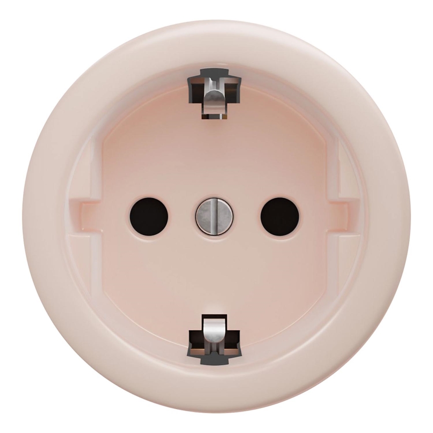 Kliklap - Retro stikkontakt til hjemmet, rammeløs SCHUKO 230V/16A, gammelrosa