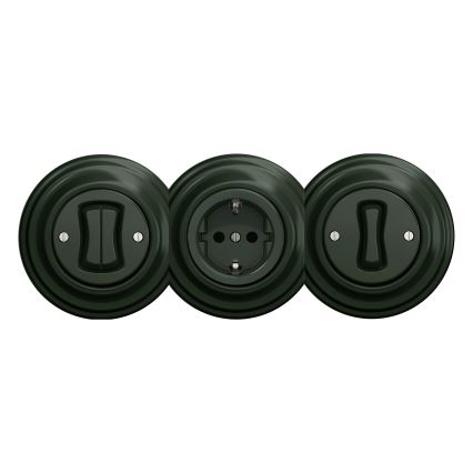 Kliklap - Retro stikkontakt til hjemmet uden ramme SCHUKO 230 V/16 A grøn