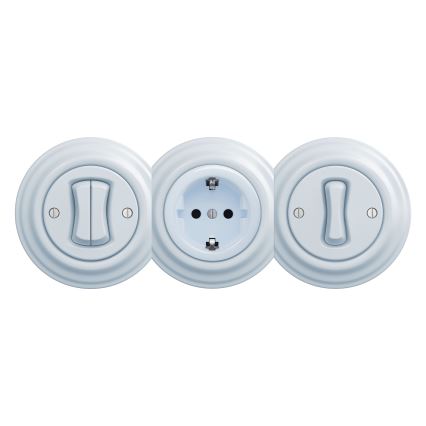 Kliklap - Retro stikkontakt til hjemmet uden ramme SCHUKO 230V/16A blå