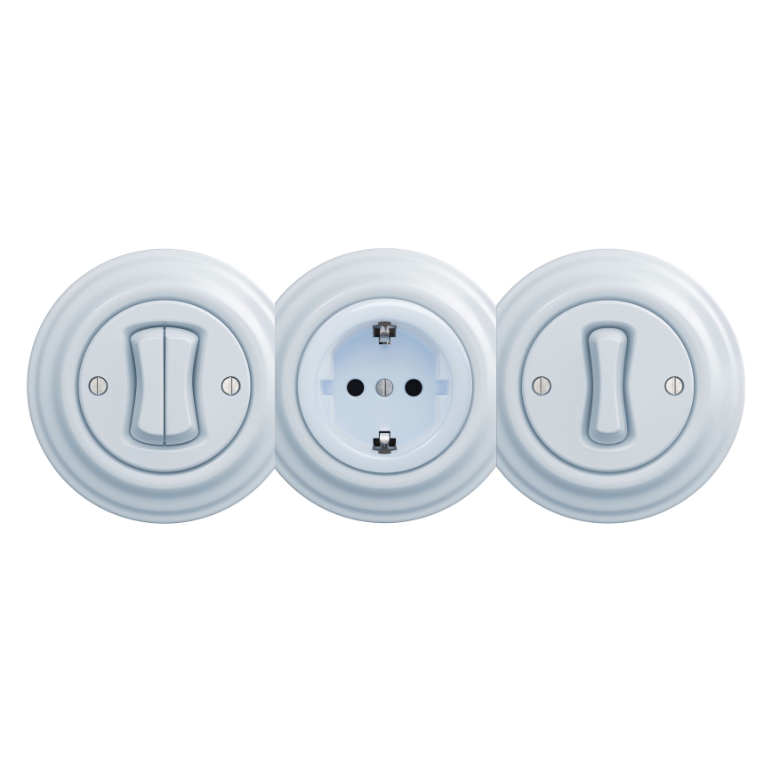 Kliklap - Retro stikkontakt til hjemmet uden ramme SCHUKO 230V/16A blå