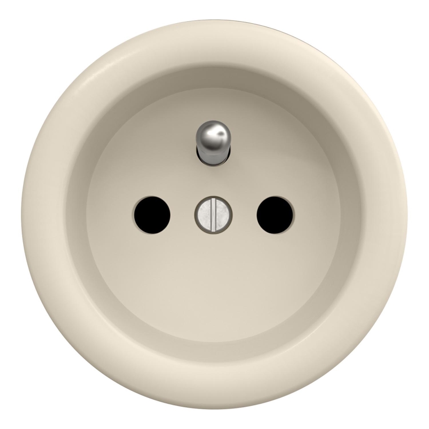 Kliklap - Retro stikkontakt uden ramme 230 V beige