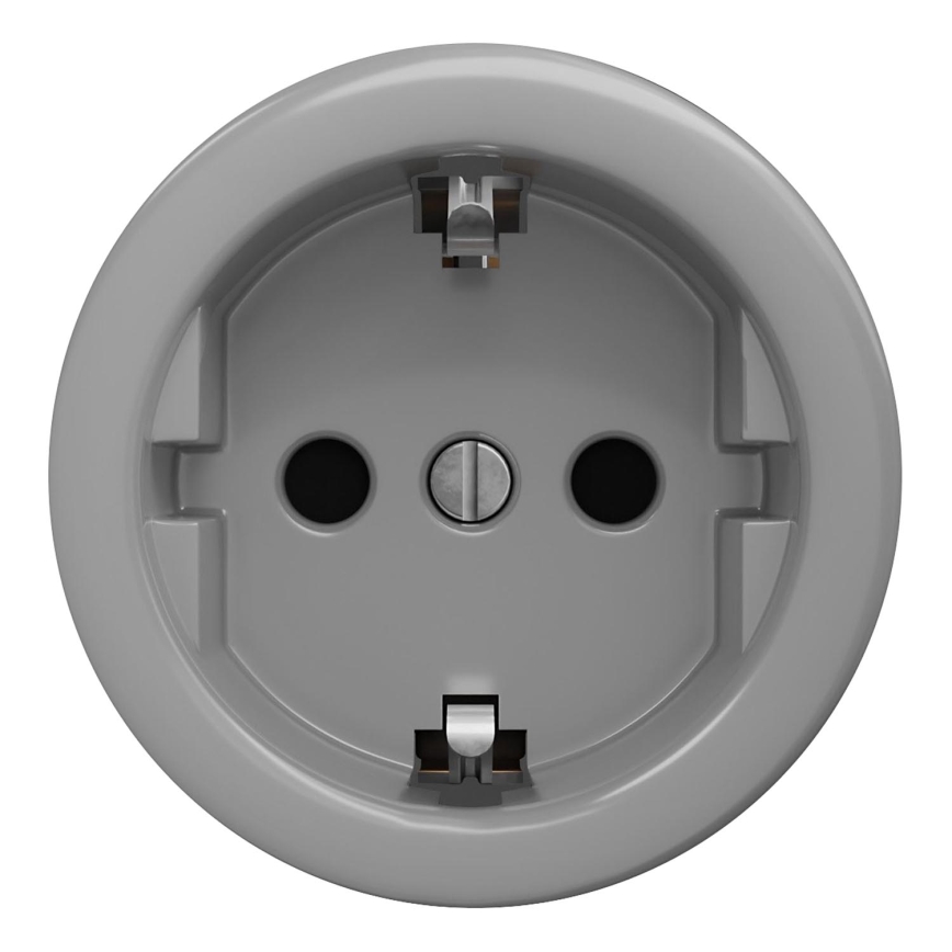 Kliklap - Retro stikkontakt uden ramme SCHUKO 230V/16A grå