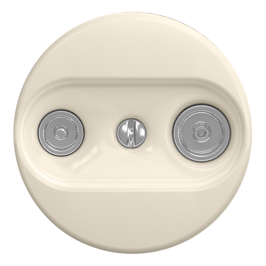 Kliklap - Retro TV- og radioudtag (endestykke) uden ramme, beige
