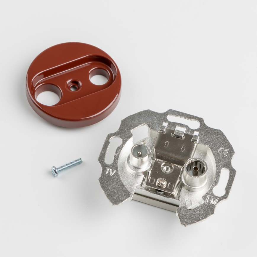 Kliklap - Retro TV+R afslutningsudtag med ramme, brun