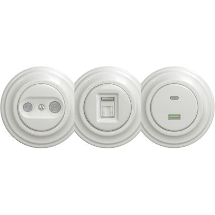 Kliklap - Retro USB-stik A+C uden ramme hvid