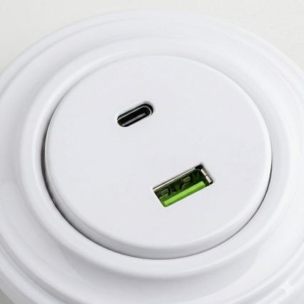 Kliklap - Retro USB-stikkontakt A+C med ramme i snehvid