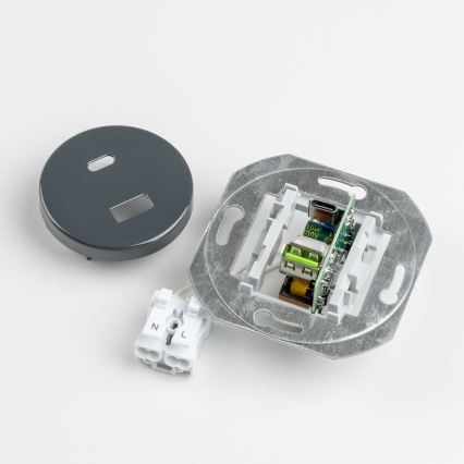 Kliklap - Retro USB-udtag A+C med antracitfarvet ramme