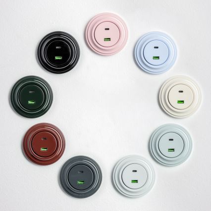 Kliklap - Retro USB-udtag A+C med grå ramme