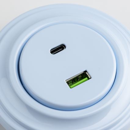 Kliklap - Retro USB-udtag A+C med ramme, blå