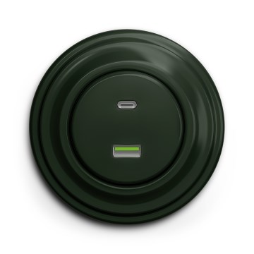 Kliklap - Retro USB-udtag A+C med ramme, grøn