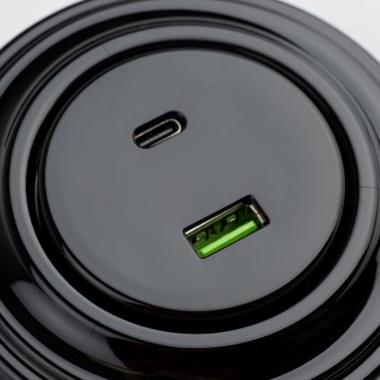 Kliklap - Retro USB-udtag A+C med ramme, sort