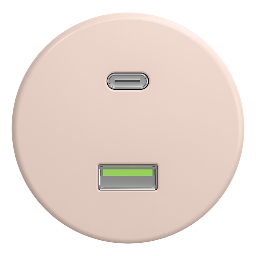 Kliklap - Retro USB-udtag A+C, rammeløs, gammelrosa