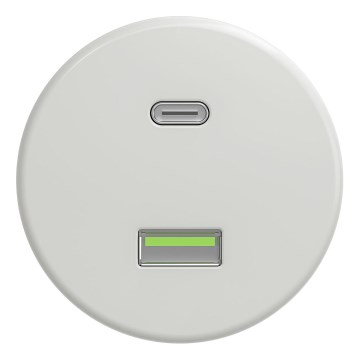 Kliklap - Retro USB-udtag A+C, rammeløs, keramisk hvid