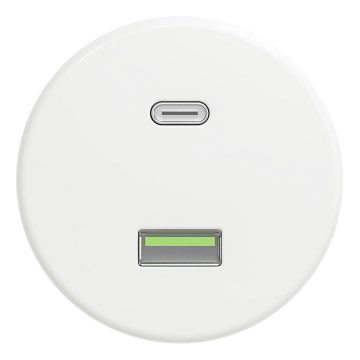 Kliklap - Retro USB-udtag A+C uden ramme, snehvid