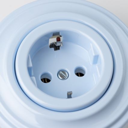 Kliklap - Retro vægstikkontakt med ramme SCHUKO 230V/16A blå