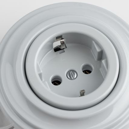 Kliklap - Retro vægstikkontakt med ramme SCHUKO 230V/16A grå