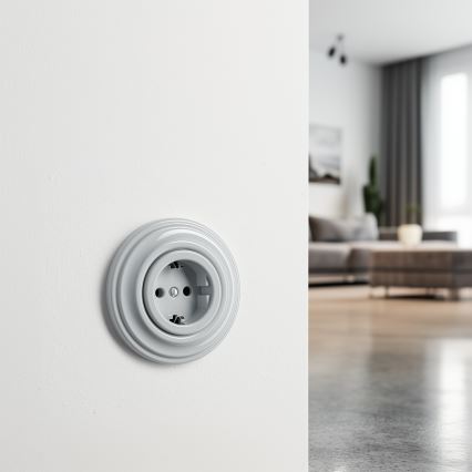 Kliklap - Retro vægstikkontakt med ramme SCHUKO 230V/16A grå