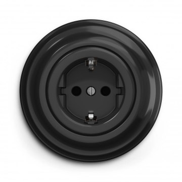 Kliklap - Retro vægstikkontakt med ramme SCHUKO 230V/16A sort