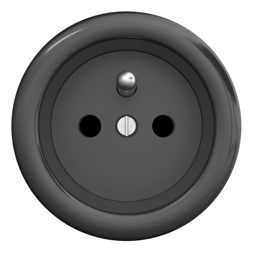 Kliklap - Retro vægudtag til bolig uden ramme, 230V, antracit