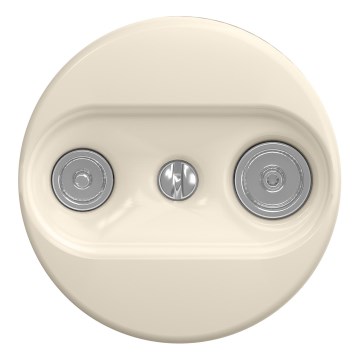 Kliklap - Retro vægudtag TV+R (gennemgående) uden ramme, beige
