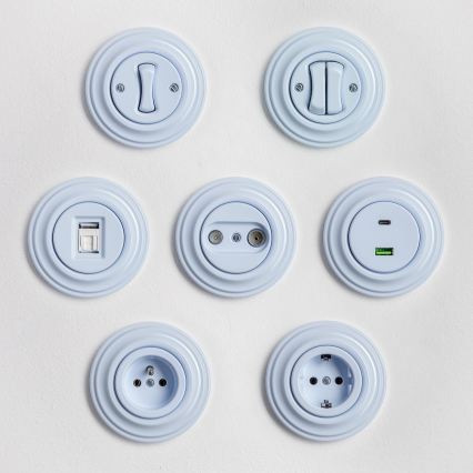 Kliklap - Retroknap med ramme i blå