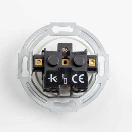 Kliklap - Tredobbelt retro-stikkontakt med ramme til hjemmet, 230V, i hvid keramik