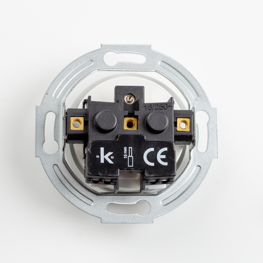 Kliklap - Tredobbelt retro-stikkontakt med ramme til hjemmet, 230V, i hvid keramik