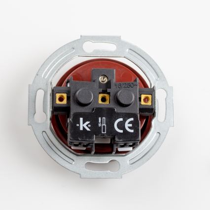 Kliklap - Tredobbelt retro-stikkontakt til vægmontering med ramme, 230 V, brun