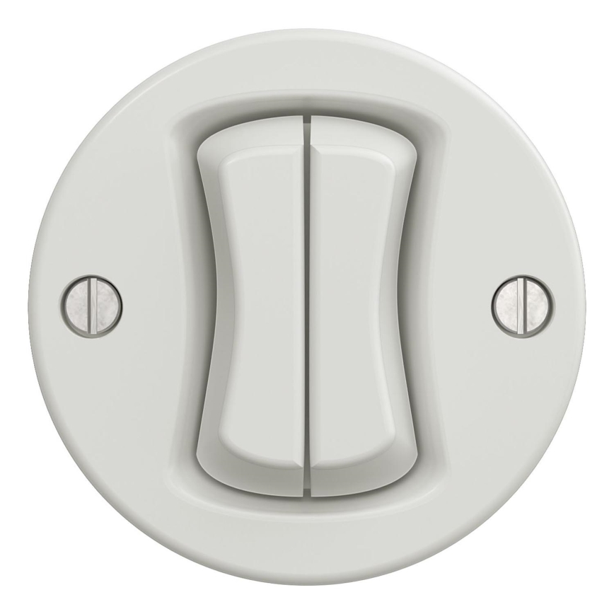 Kliklap - Vintage dobbelt trappekontact uden ramme no. 6+6 hvid