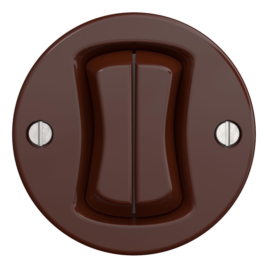 Kliklap - Vintage dobbelt trappekontact uden ramme no. 6+6 uden ramme brun