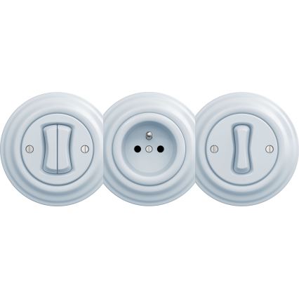 Kliklap - Vintage socket uden ramme SCHUKO 230V/16A blå